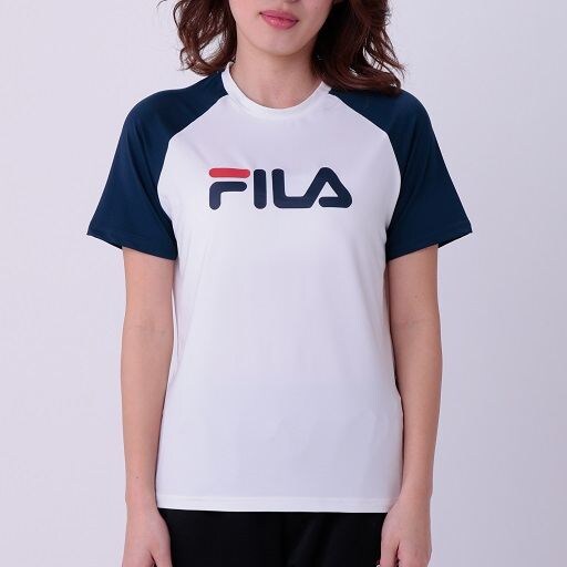 【レディース】 FILA吸汗速乾UVカットラグランTシャツ ■カラー：ネイビー ■サイズ：M,L,LL
