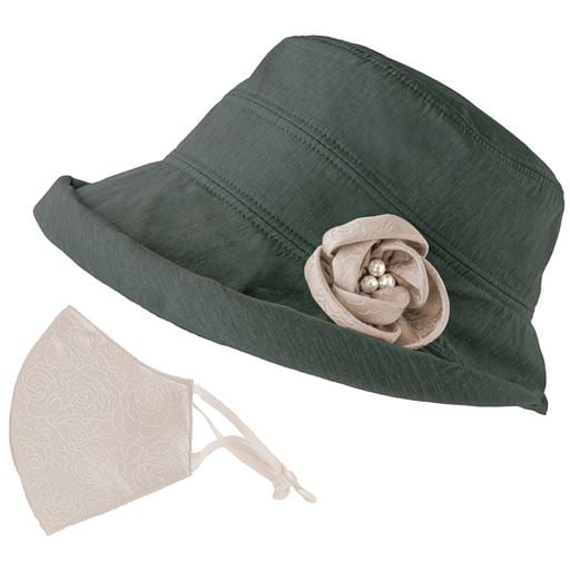 ＜セシール＞【レディース】 立体シルクマスク&帽子セット ■カラー：ベージュ