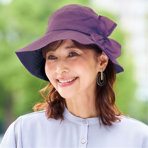 【レディース】 シルク100 オーガンジーUV帽子 
