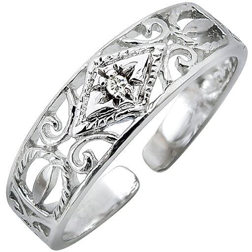 【レディース】 ダイヤモンド透かし彫りフリーサイズリング - セシール