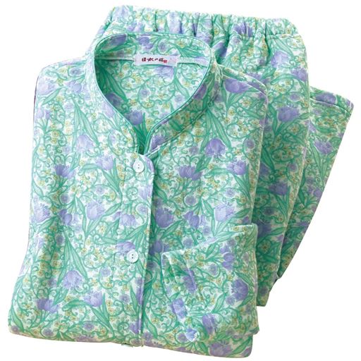 注目の商品 セシール レディース 京都捺染ふんわりキルトパジャマ セシール カラー グリーン系 サイズ Ll かいこみ