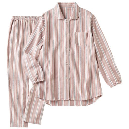 ＜セシール＞【レディース】 軽くて着た瞬間からあたたかいネルのシャツパジャマ ■カラー：ピンク系 ■サイズ：MLLL3L