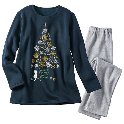 30%OFF【レディース】 綿混あったか裏起毛のTタイプパジャマ 