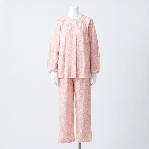 薄手SZ天竺の前開きパジャマ(綿100%・日本製)(洗濯に強い) | サーモンピンク