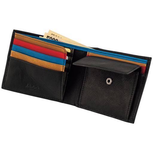 【メンズ】 イタリアンレザー財布(ダコタ) - セシール ■カラー：ブラックB(2つ折り財布)