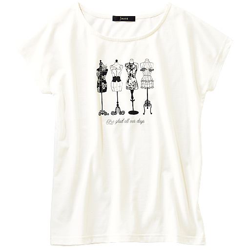 30%OFF【レディース】 ファッションプリントTシャツ - セシール ■カラー：オフホワイト ■サイズ：LL,L,M