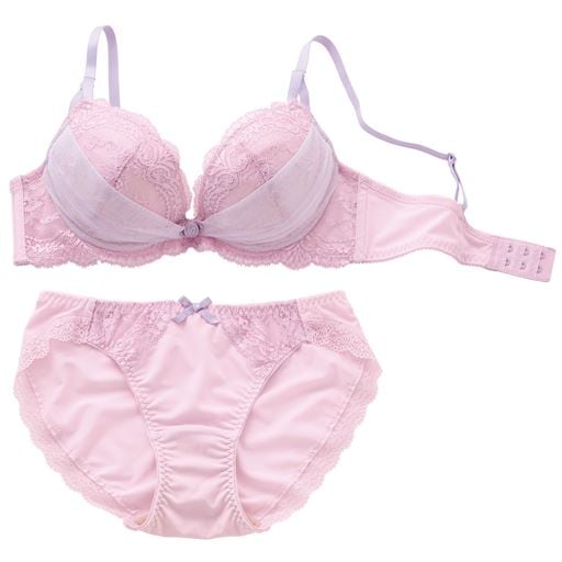 20%OFF【レディース】 ブラジャー&ショーツペア(美胸が叶うダブルクロスブラ)(ソフトワイヤー入り・3/4カップ) ■カラー：パステルライラック ■サイズ：D75L, E75L