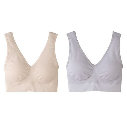 【レディース】 【ネット限定】ひんやり涼しいらくちんブラジャー(2色組) - セシール ■サイズ：M(バスト79～87cm)