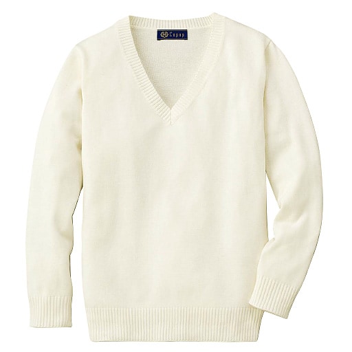 30%OFF吸汗・速乾加工付き さらっとVネックニットセーター(スクール・制服) - セシール ■カラー：オフホワイト ■サイズ：S
