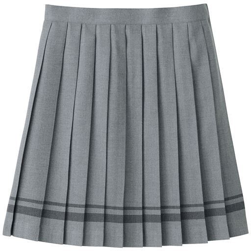 【レディース】 日本製ライン入りプリーツスカート(洗濯機OK)(スクール・制服) ■カラー：グレー ■サイズ：64(総丈45cm)