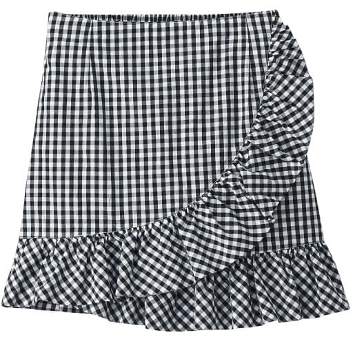 50%OFF【レディース】 ラップ風スカート(インナーパンツ仕様) - セシール ■カラー：ブラック ■サイズ：M,S