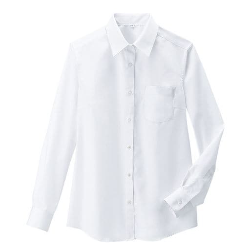 透けにくい長袖シャツ(抗菌防臭・UVカット)(形態安定)(スクール・制服) | ホワイト