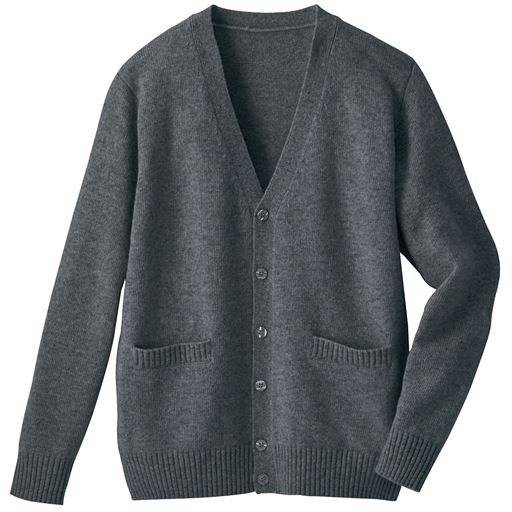 あったか毛80% Vネックニットカーディガン(スクール・制服) - セシール ■カラー：チャコールグレー ■サイズ：M