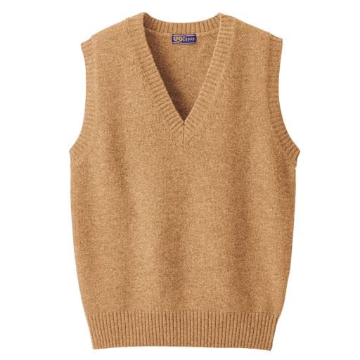 30%OFFあったか毛80% Vネックニットベスト(スクール・制服) - セシール ■カラー：キャメル ■サイズ：LL,3L