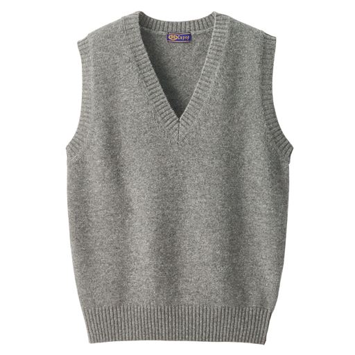 30%OFFあったか毛80% Vネックニットベスト(スクール・制服) ■カラー：ライトグレー ■サイズ：3L