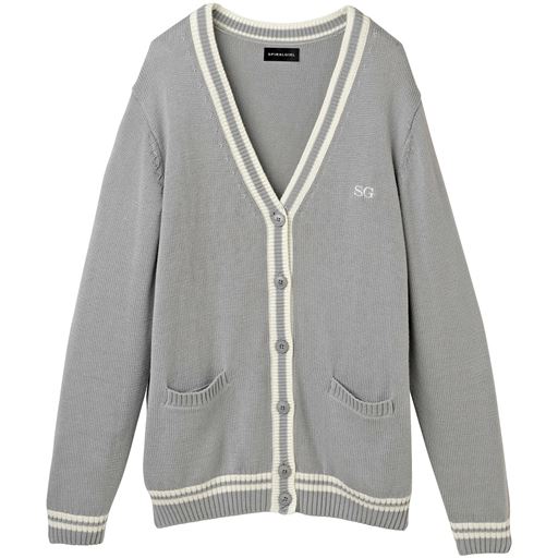 30%OFFSPIRAL GIRLニットカーディガン(ライン入り)(スクール・制服) ■カラー：ライトグレー ■サイズ：M,L
