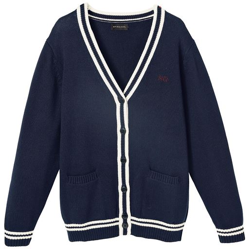 30%OFFSPIRAL GIRLニットカーディガン(ライン入り)(スクール・制服) - セシール ■カラー：ネイビー ■サイズ：M,L