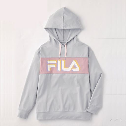 裏起毛ロゴプリント配色パーカー(FILA) ■カラー：アイスグレー ■サイズ：M,L