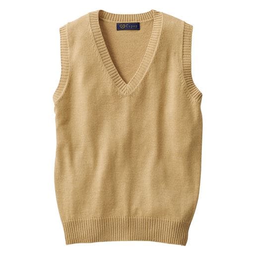 毛玉&静電気&ニオイ防止 Vネックニットベスト(スクール・制服) ■カラー：キャメル ■サイズ：S,M,LL
