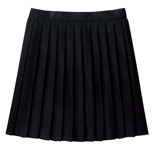 丈が選べる日本製単色プリーツスカート(防しわ)(洗濯機OK)(スクール・制服) | ブラック