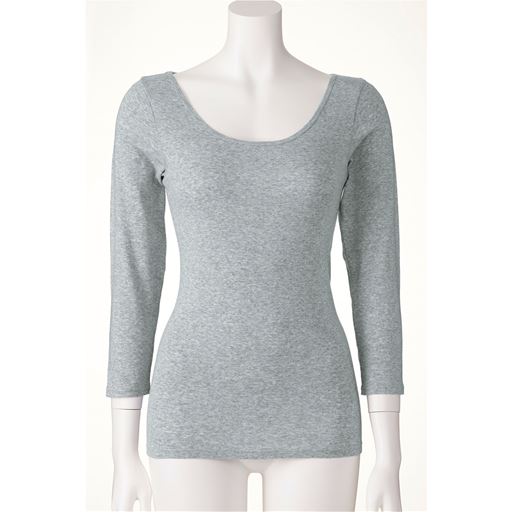 脇に縫い目のないコットン100 8分袖インナー オーガニックコットン100 セシール Cecile