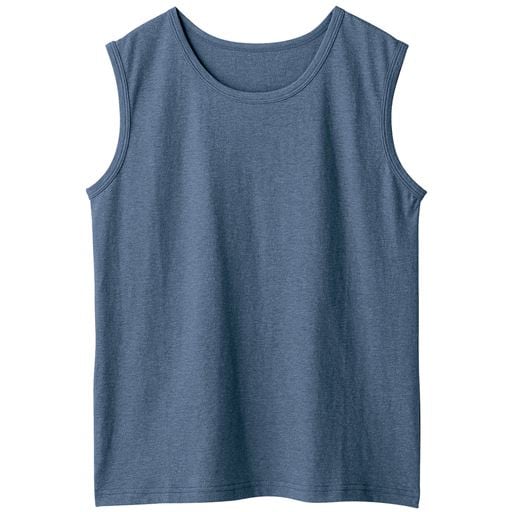 型崩れしにくいSZTシャツ スリーブレス ■カラー：ネイビーブルー(杢) ■サイズ：MLLL3Lの画像