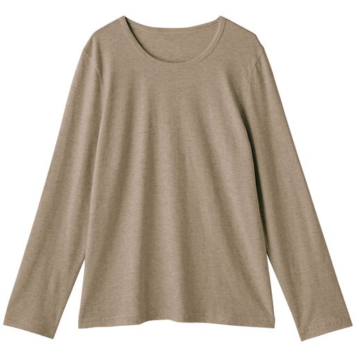 【レディース】 型崩れしにくいSZTシャツ 長袖 ■カラー：ブラウン・ベージュ(杢) ■サイズ：M,L,LL,3L