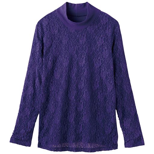 69%OFF【レディース】 前身総レース ハイネック長袖 - セシール ■カラー：パープル ■サイズ：M