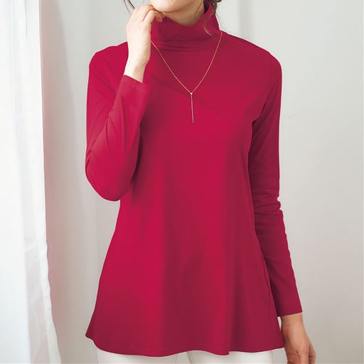 70%OFF【レディース】 ハイネックチュニック長袖 - セシール ■カラー：ローズレッド ■サイズ：M