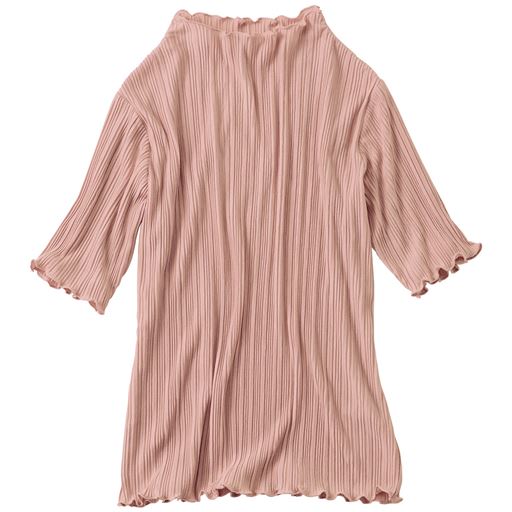 40%OFF【レディース】 プリーツ5分袖Tシャツ(ほっそり見えシルエット) - セシール ■カラー：スモークピンク ■サイズ：M,L,LL