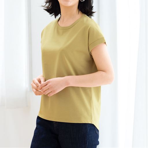 【レディース】 キレイが続くTシャツ(綿100%) ■カラー：ソフトマスタード ■サイズ：M,L,LL,3L