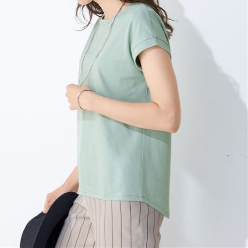 【レディース】 キレイが続くTシャツ(綿100%) ■カラー：アイスグリーン ■サイズ：LL