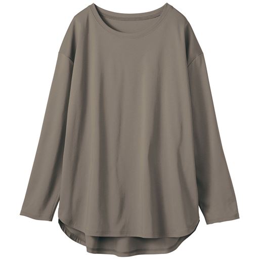 【レディース】 上品なツヤ感のあるラウンドヘムTシャツ ■カラー：ローズグレー ■サイズ：M,L,LL