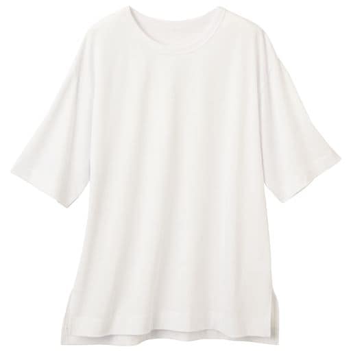 【レディース】 5分袖Tシャツ(綿混、吸汗・速乾) - セシール ■カラー：オフホワイト ■サイズ：M,L,LL,3L