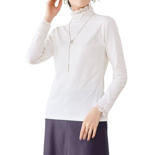 30%OFF【レディース】 レースデザイン長袖Tシャツ - セシール 