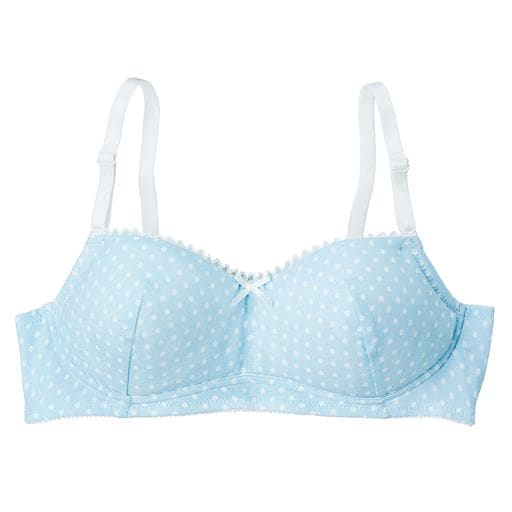 【ティーンズ】 ソフトブラ(ふわふわカップ)(ワイヤーなし・かぶりタイプ)(綿混素材) ■カラー：サックスA ■サイズ：S,M,L
