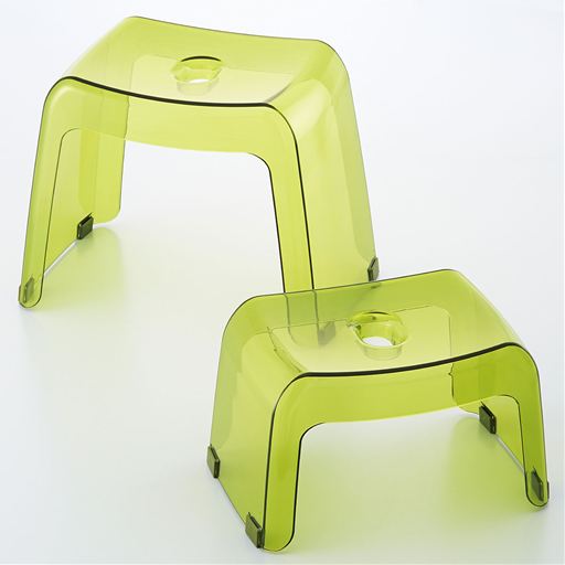 お風呂椅子「Karali(カラリ)」 - セシール ■カラー：グリーン系 アクアブルー ナチュラル スモークブラウン ■サイズ：A(高さ20cm),B(高さ30cm)