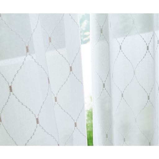 レースカーテン(格子柄) ■カラー：ピンク ■サイズ：幅100×丈88cm(2枚組),幅100×丈108cm(2枚組),幅100×丈118cm(2枚組),幅100×丈133cm(2枚組),幅100×丈148c