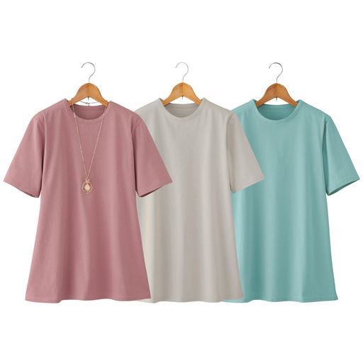 【レディース】 汗に負けない強撚綿100%Tシャツ(色違い3枚組) - セシール ■サイズ：M,L,LL,3L,4L