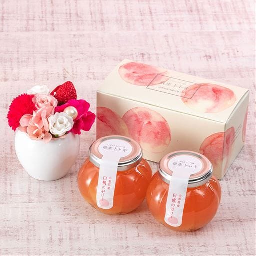 【母の日】ミニプリザ&銀座トトキ監修「山形県産白桃のゼリー」セット - セシール 【母の日】ミニプリザ&銀座トトキ監修「山形県産白桃のゼリー」セット - セシール
