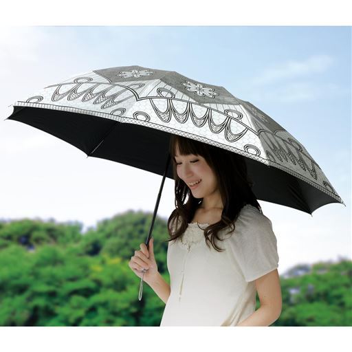 ＜セシール＞【レディース】 1級遮光の涼やか日傘「日かげ」/晴雨兼用 ■カラー：ブラック