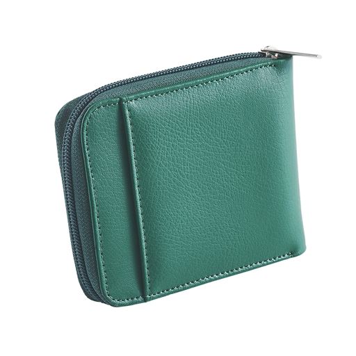 【レディース】 牛床革2つ折りラウンド財布 ■カラー：グリーン