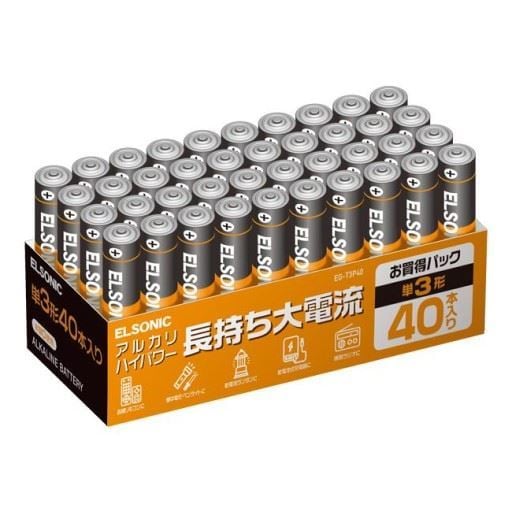 ＜セシール＞ ハイパワーアルカリ乾電池 単3形40本パック(ELSONIC) EGT3P40 - セシール