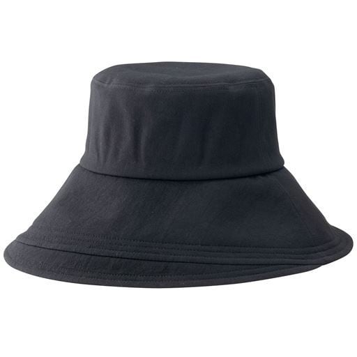 【レディース】 綿100%つばの広UV帽子 - セシール ■カラー：ブラック