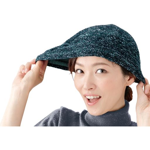 【レディース】 お洒落あったかニット帽子 ■カラー：ブルーミックス