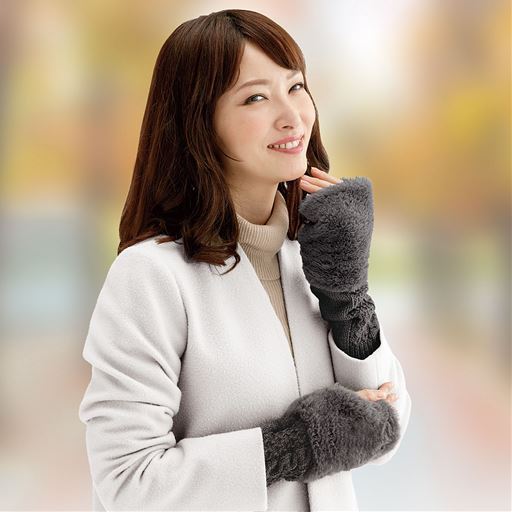 【レディース】 寒がりさんの冬ぽかロング手袋 ■カラー：A(チャコール)
