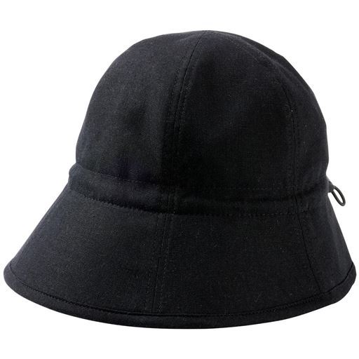 【レディース】 風に負けないツバ広UVチューリップ帽子 - セシール ■カラー：ブラック