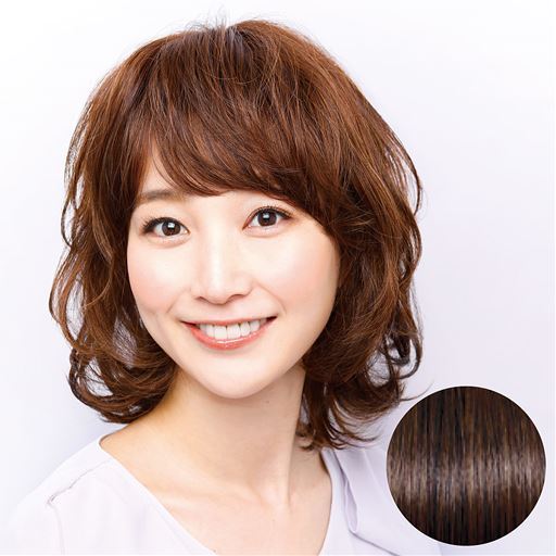 【レディース】 ヘアコサージュフルウィッグ ■カラー：ダークブラウン ■サイズ：A(ナチュラルグレイスボブ)