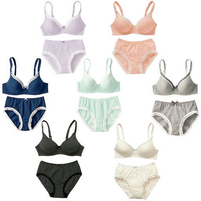 【カラバリ豊富】ブラジャー＆ショーツペア（ワイヤーなし・シームレスカップ） 