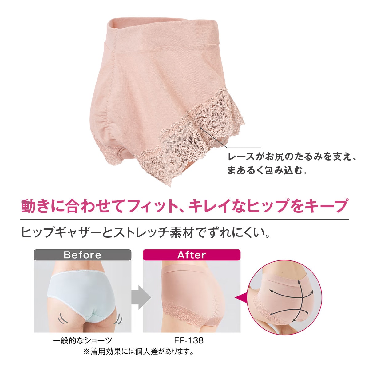 ショーツ自体が立体だからずり上がりにくい